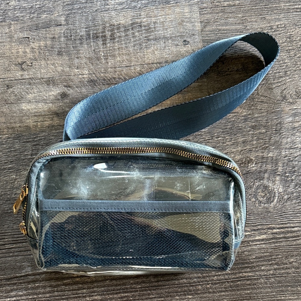 Transparent Crossbody Bag with Blue Strap